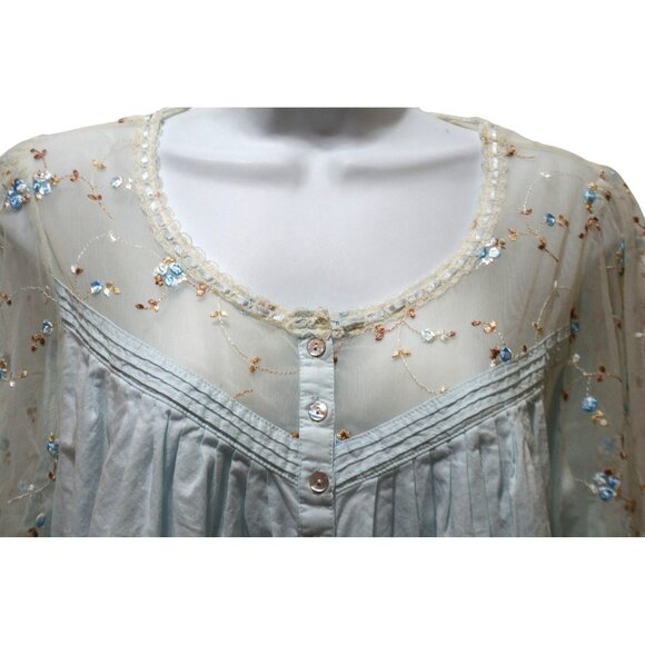 Eileen West Womens Large Long Nightgown Embroidered Flowers Romantic Cottagecore - Picture 2 of 9